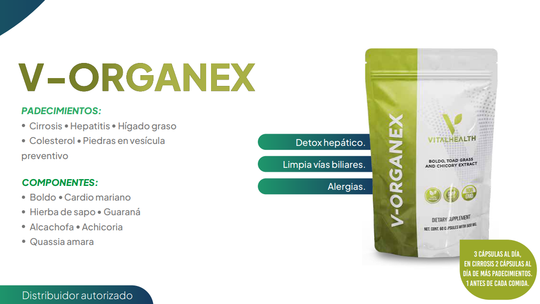 V-ORGANEX EXTRACTOS DE BOLDO, HIERBA DEL SAPO Y ACHICORA 60 CAPS.