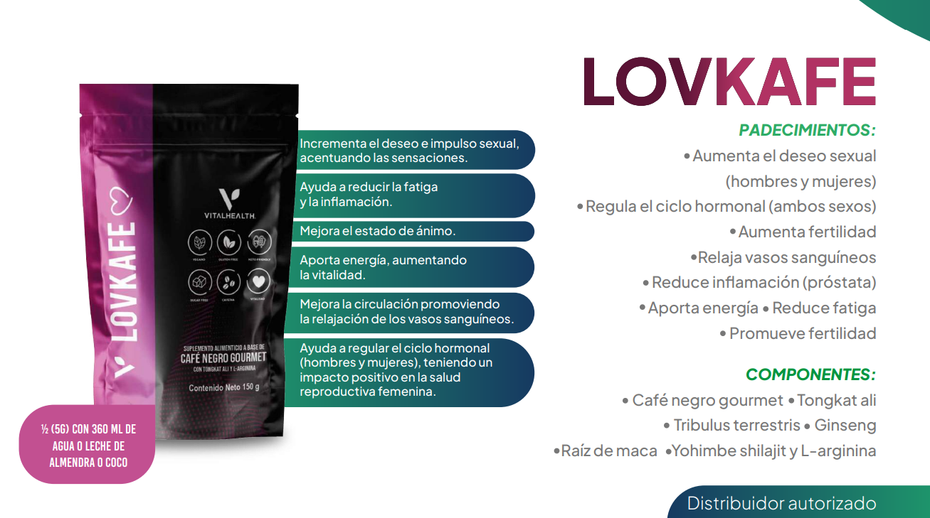 V-LOVKAFE VITALHEALTH CAFE C/ Arginina, Ginseng y Maca
