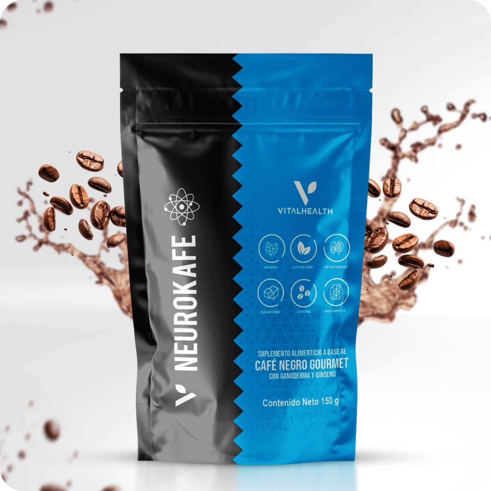 V-NEUROKAFE VITAL HEALTH Café con Ganoderma, Ginseng y Probióticos para Energía y Bienestar