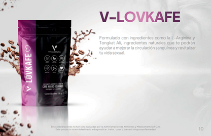 V-LOVKAFE VITALHEALTH CAFE C/ Arginina, Ginseng y Maca