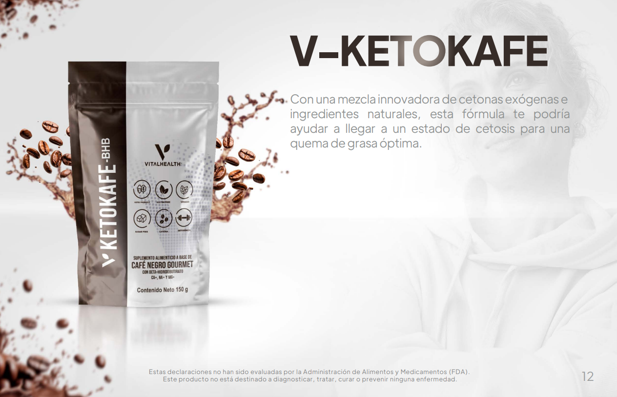 V-KETOKAFE BHB VITAL HEALTH Café Keto con Cetonas Exógenas para Energía y Quema de Grasa