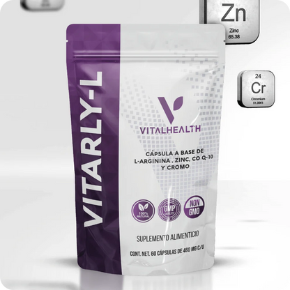 VITARLY-L VITAL HEALTH 60 CAPS C/  con cafeína, té verde, L-Arginina y magnesio